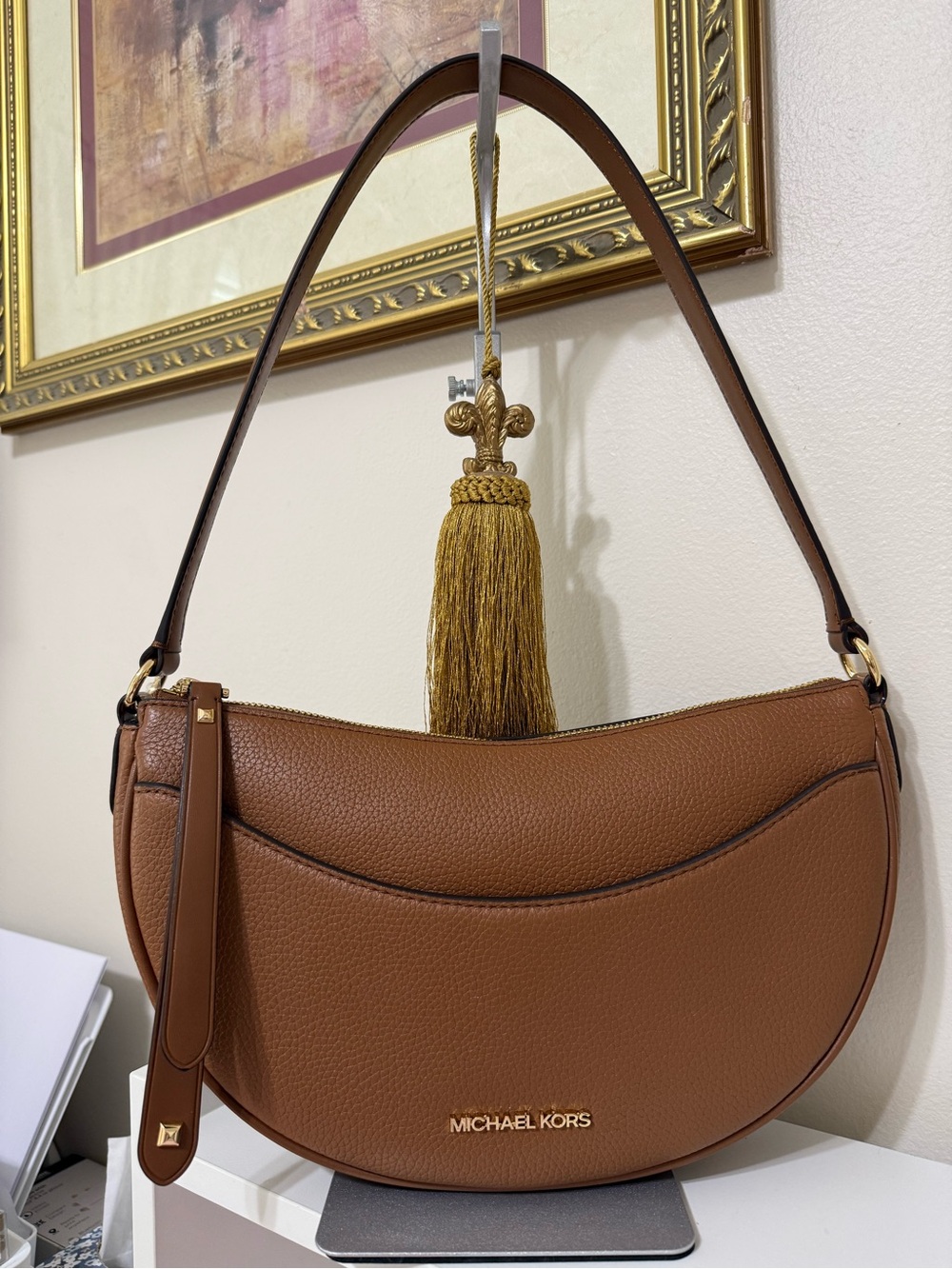 Michael Kors Brown Crescent Shoulder Bag